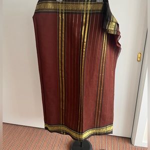 New Cotton handloom Fabindia style saree burgundy wine 🍷 maroon black gold zari
